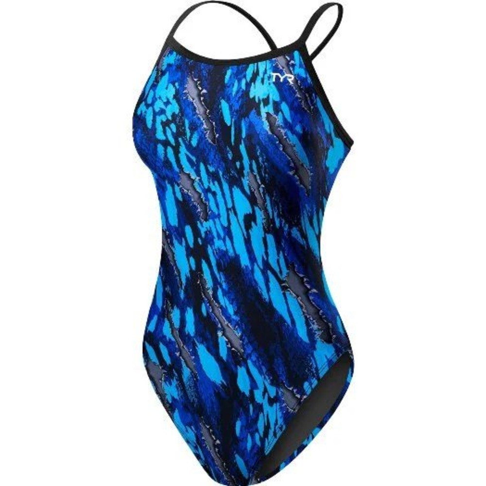 TYR Women's Large Diamondfit Durafast Elite Brandello Blue One-Piece‎ Swimsuit